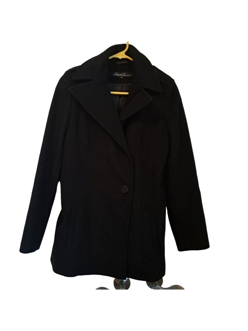 Ladies KENNETH COLE wool single breasted jacket peacoat navy blue coastal size 6 - Picture 1 of 12